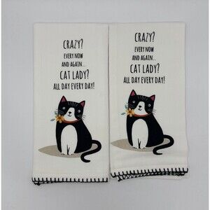 Kay Dee Designs Crazy Cattitude Cat Lady Kitchen Towel Set Of 2